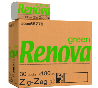 Toalhas de Mão Renova Green Zig-Zag Folha Dupla (30 Maços x 180 Folhas)